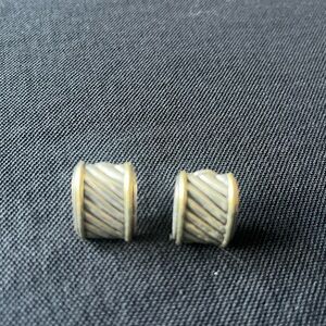 David Yurman Sterling 14k Cigar Classic Cable Omega Leverback Earrings